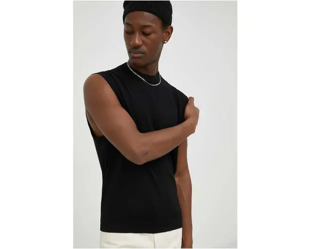 Drykorn vesta din bumbac culoarea negru, light