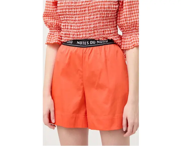 Notes du Nord pantaloni scurti femei, culoarea portocaliu, neted, high waist