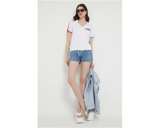 Love Moschino pantaloni scurti jeans femei, neted, high waist