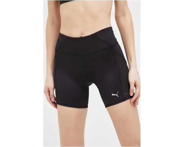 Puma pantaloni scurti de alergare Favorite culoarea negru, uni, high waist 523177