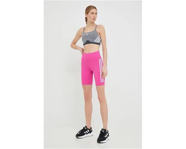 Adidas Performance pantaloni scurti de antrenament Training Icons femei, culoarea roz, cu imprimeu, high waist