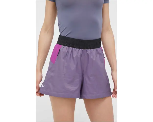 The North Face pantaloni scurti outdoor TNF X culoarea violet, modelator, high waist