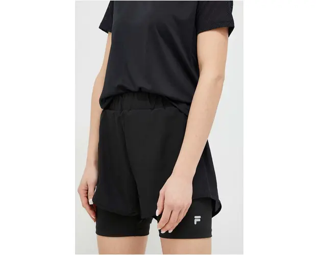 Fila pantaloni scurti de antrenament Revin culoarea negru, neted, high waist