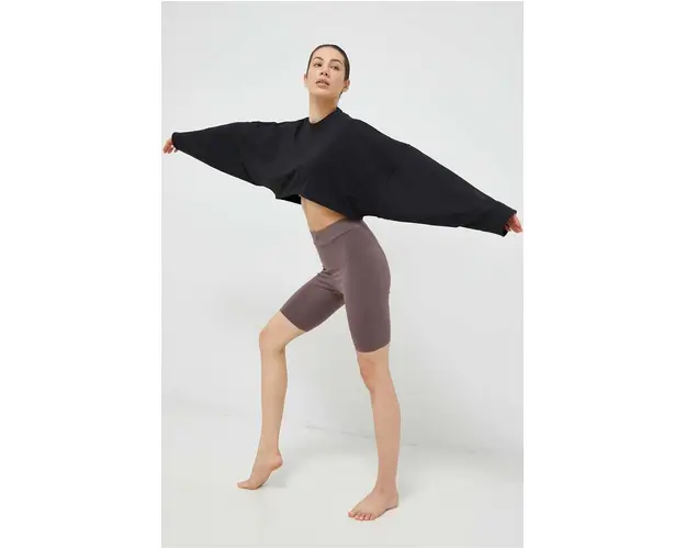 Fila pantaloni scurti Collias femei, culoarea gri, neted, high waist