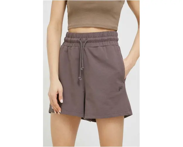 Fila pantaloni scurti femei, culoarea violet, neted, high waist