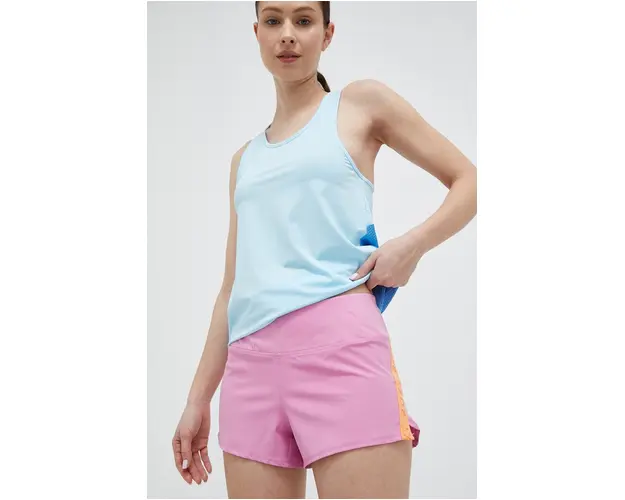 Roxy pantaloni scurti de alergare Bold Moves femei, culoarea roz, cu imprimeu, medium waist