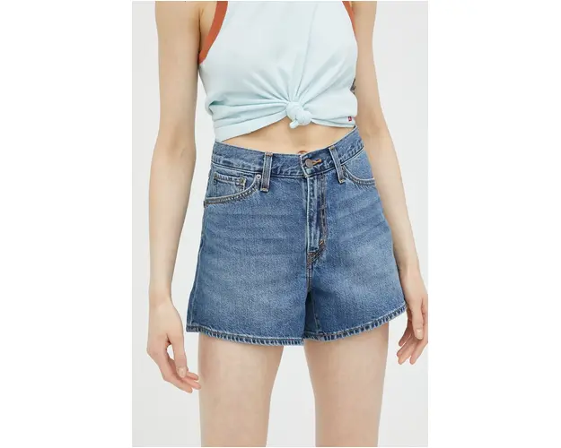 Levi's pantaloni scurti din denim femei, uni, high waist A4695.0003-MedIndigoW
