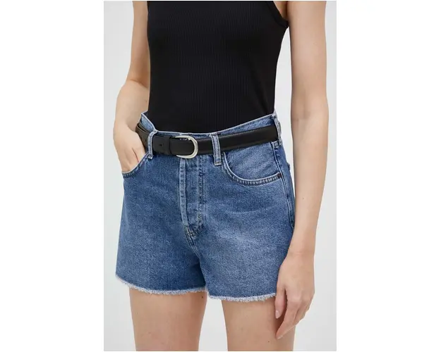 Sisley pantaloni scurti din bumbac neted, high waist