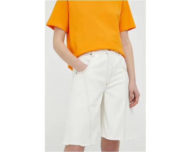 By Malene Birger pantaloni scurti jeans Mavou femei, culoarea alb, neted, high waist