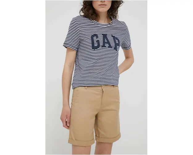 United Colors of Benetton pantaloni scurti femei, culoarea bej, neted, medium waist