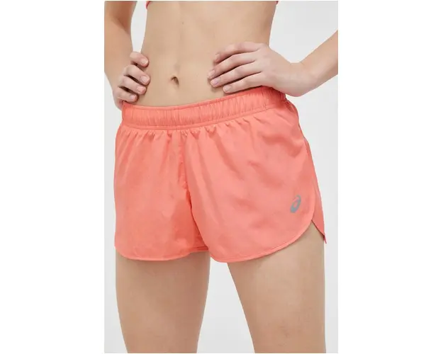 Asics pantaloni scurti de alergare Core Split culoarea portocaliu, neted, medium waist