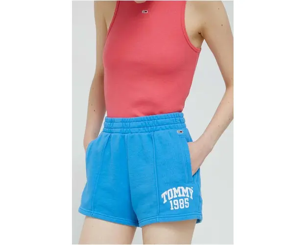 Tommy Jeans pantaloni scurti din bumbac neted, high waist