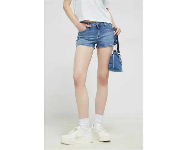 Tommy Jeans pantaloni scurti jeans femei, neted, medium waist