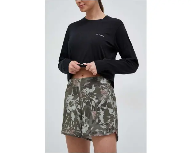 Columbia pantaloni scurti femei, culoarea verde, modelator, medium waist