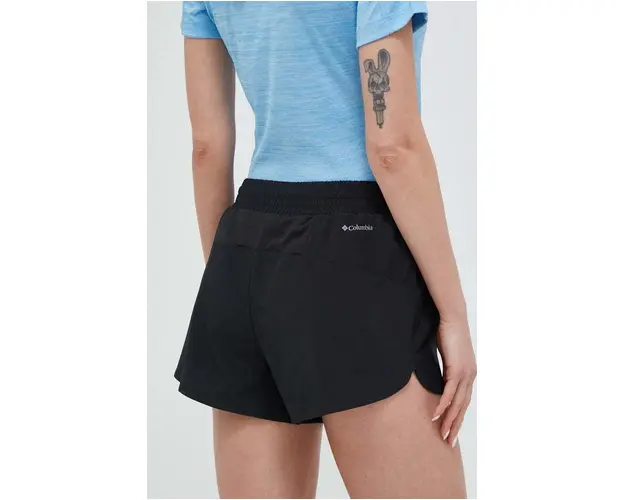 Columbia pantaloni scurti sport Columbia Hike femei, culoarea negru, uni, high waist 1991831