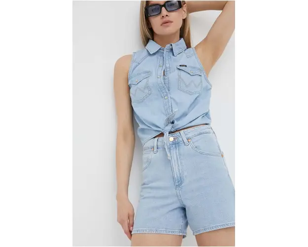 Wrangler pantaloni scurti jeans femei, neted, high waist