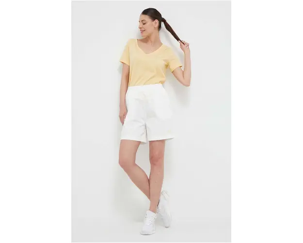 New Balance pantaloni scurti femei, culoarea alb, neted, high waist