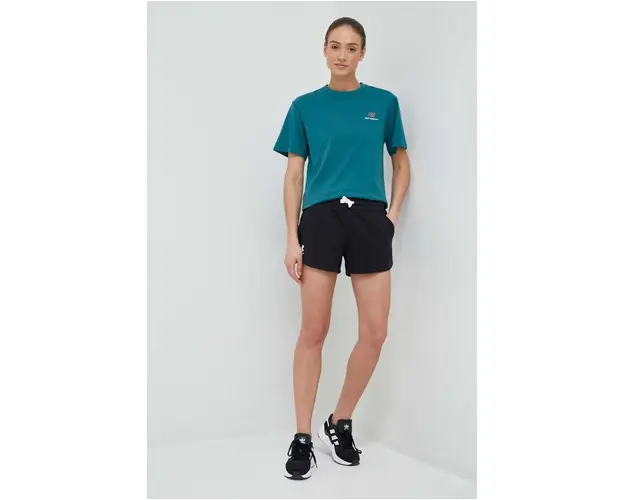 Under Armour pantaloni scurti femei, culoarea negru, melanj, high waist