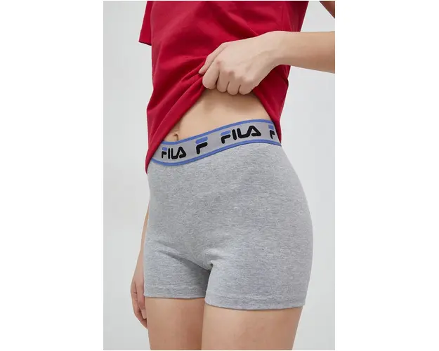 Fila pantaloni scurti x Hailey Bieber femei, culoarea gri, melanj, high waist