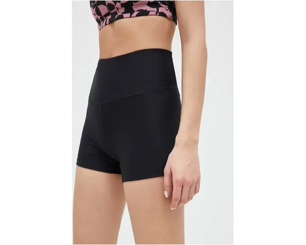 Casall pantaloni scurti de antrenament culoarea negru, neted, high waist