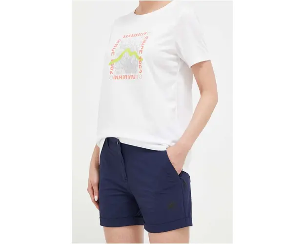 Mammut pantaloni scurti outdoor Runbold Roll Cuff culoarea albastru marin, neted, medium waist