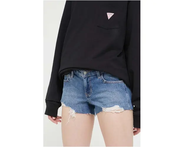Hollister Co. pantaloni scurti jeans CURVY JEANS femei, neted, high waist