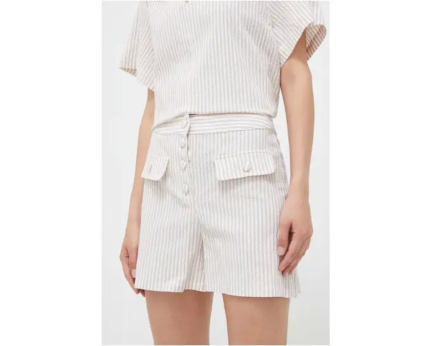 United Colors of Benetton pantaloni scurti femei, culoarea bej, modelator, high waist