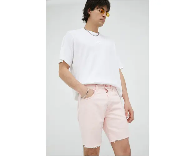 Levi's pantaloni scurti jeans barbati, culoarea roz
