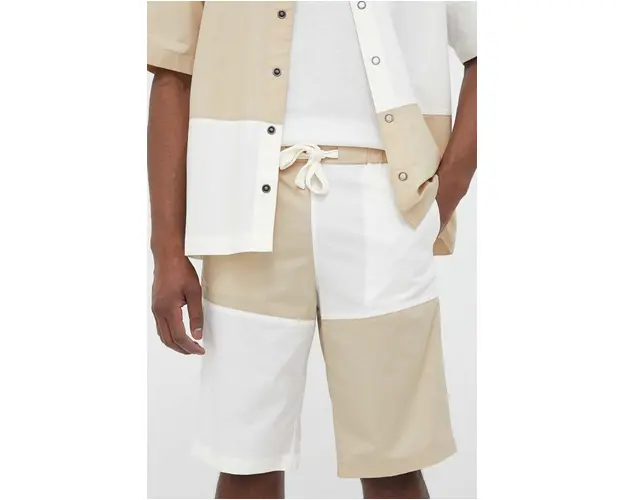 United Colors of Benetton pantaloni scurti din bumbac culoarea bej