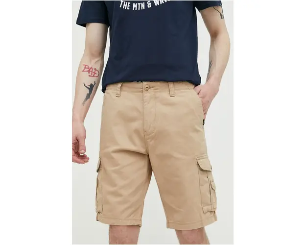 Quiksilver pantaloni scurti din bumbac culoarea bej