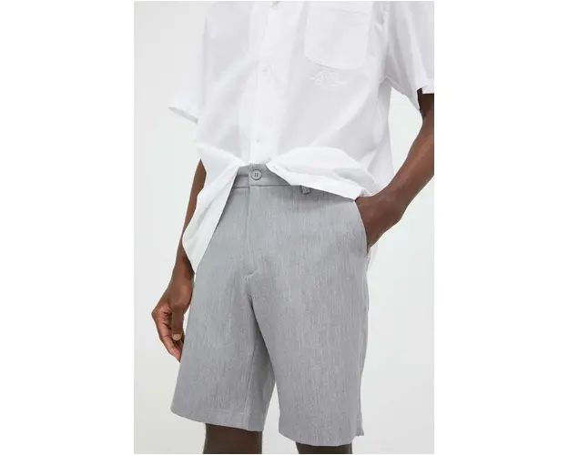 Les Deux pantaloni scurti barbati, culoarea gri, melanj