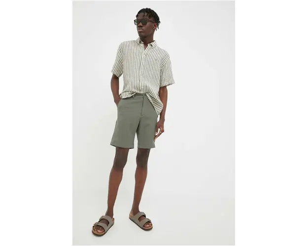 Les Deux pantaloni scurti barbati, culoarea verde, melanj