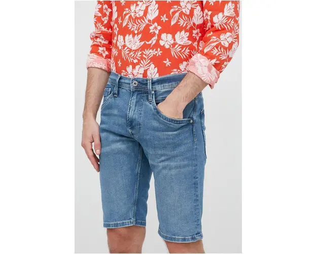 Pepe Jeans pantaloni scurti jeans Track barbati, culoarea albastru marin