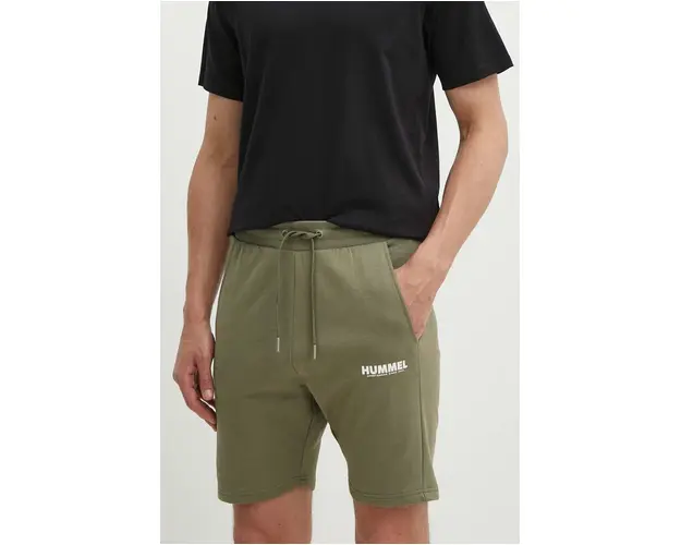 Hummel pantaloni scurti din bumbac culoarea verde