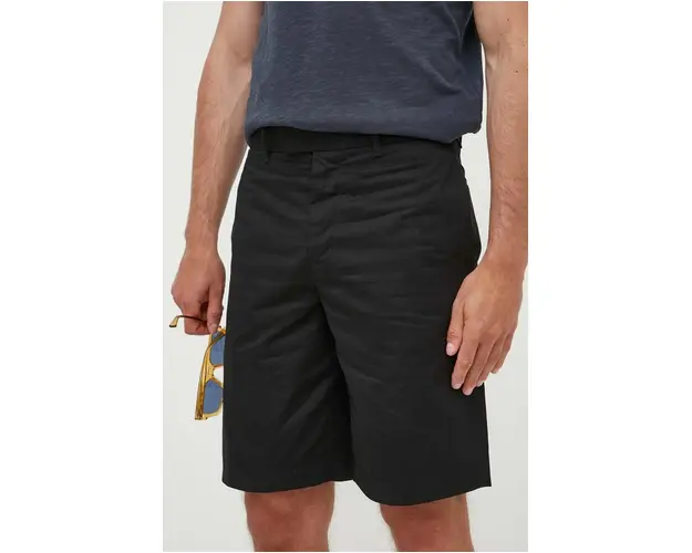 AllSaints pantaloni scurti barbati, culoarea negru, neted