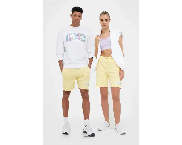 Ellesse pantaloni scurti culoarea galben, cu imprimeu