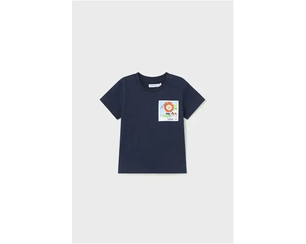 Mayoral tricou din bumbac pentru bebelusi culoarea albastru marin, cu imprimeu