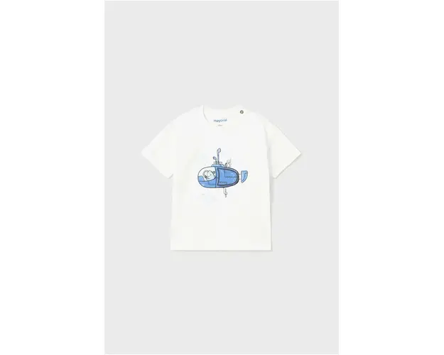 Mayoral tricou din bumbac pentru bebelusi culoarea alb, cu imprimeu