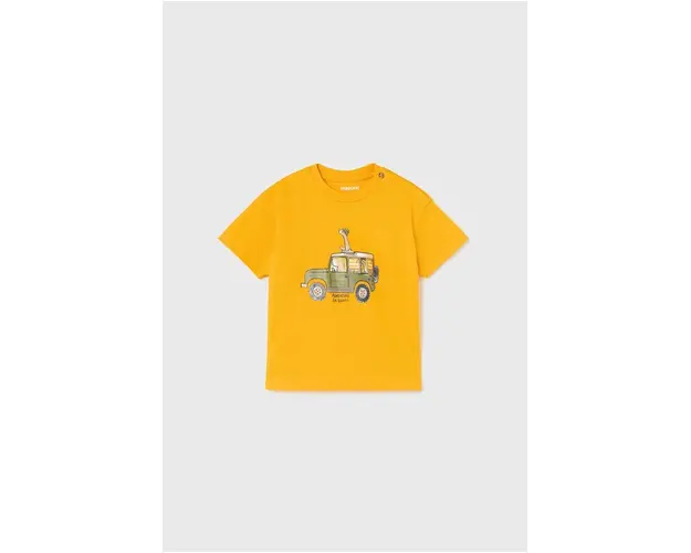 Mayoral tricou din bumbac pentru bebelusi culoarea galben, cu imprimeu