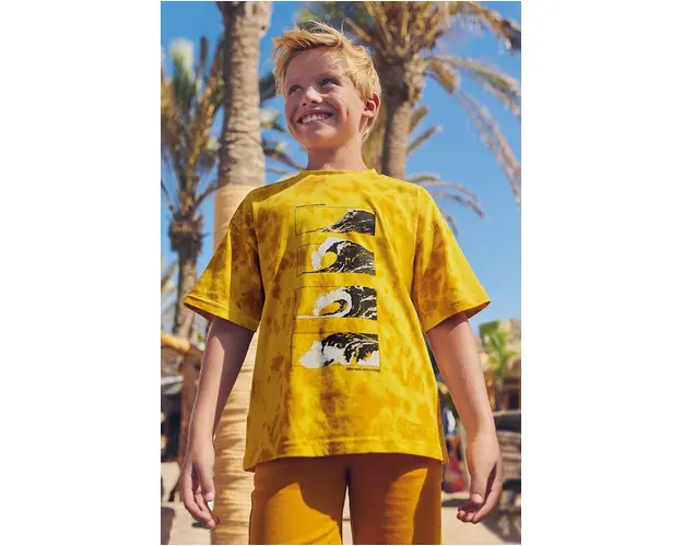 Mayoral tricou de bumbac pentru copii culoarea galben, modelator