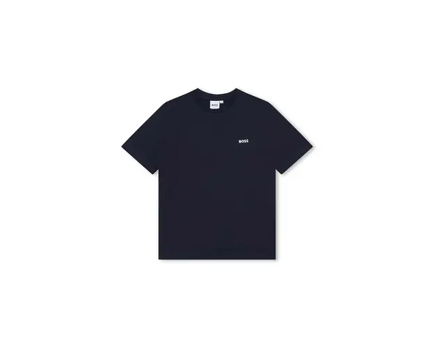 BOSS tricou de bumbac pentru copii culoarea albastru marin, neted