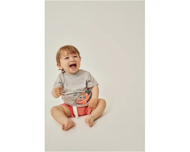 zippy tricou din bumbac pentru bebelusi culoarea gri, cu imprimeu