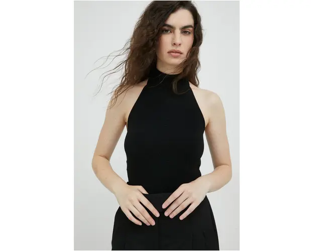 Bruuns Bazaar top femei, culoarea negru, cu turtleneck