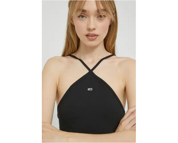 Tommy Jeans top femei, culoarea negru