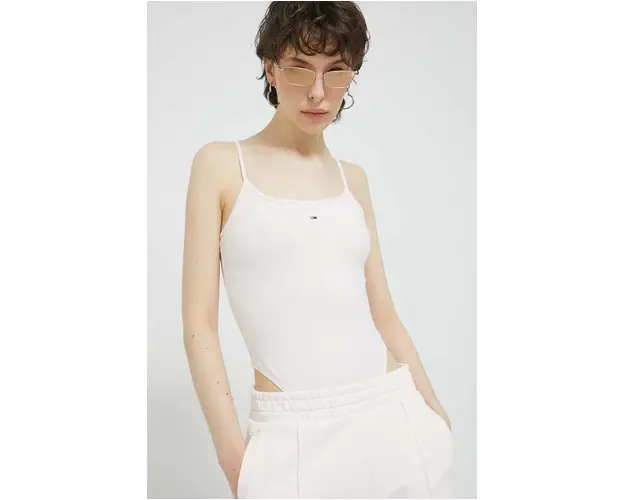 Tommy Jeans body femei, culoarea roz