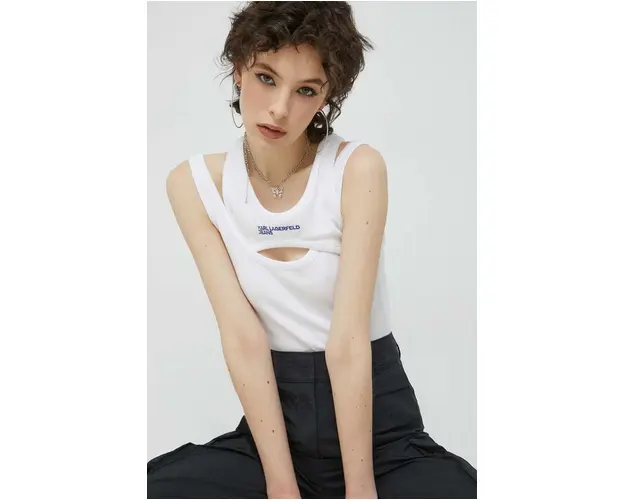 Karl Lagerfeld Jeans top femei, culoarea alb
