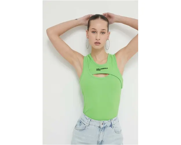 Karl Lagerfeld Jeans top femei, culoarea verde