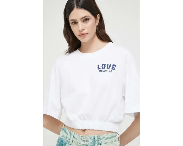 Love Moschino tricou din bumbac culoarea alb