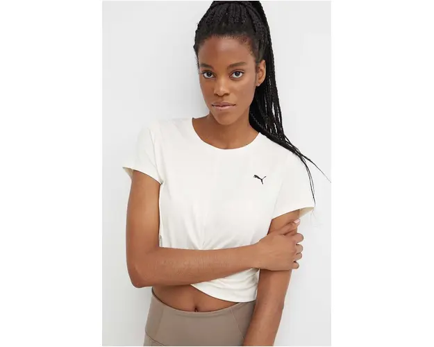 Puma tricou yoga Studio Yogini Lite Twist culoarea negru 523164