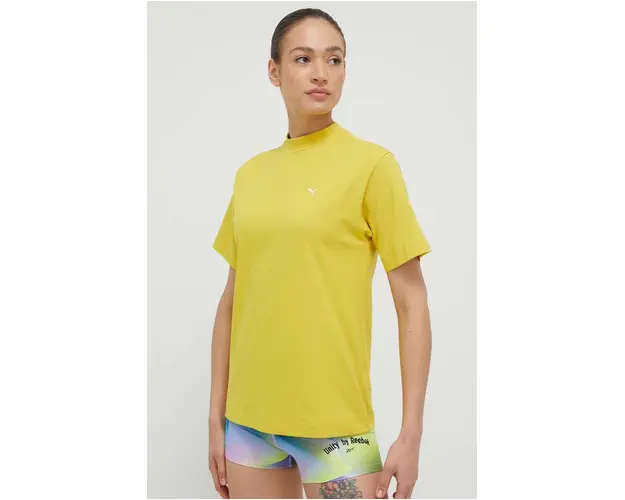 Puma tricou din bumbac culoarea galben